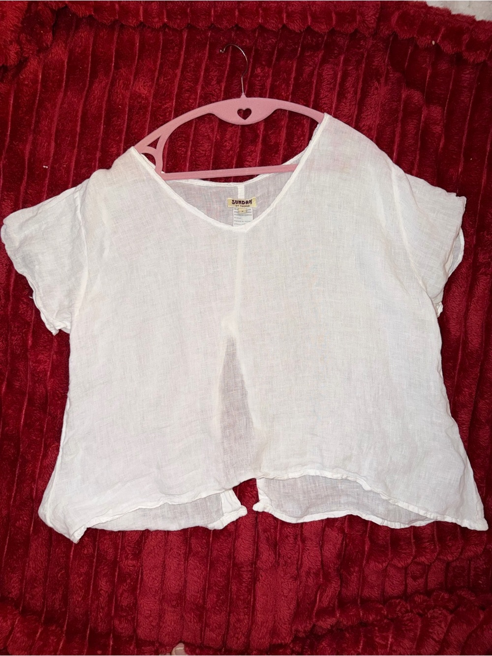 Sunday Best White Linen Scoop Neck Top